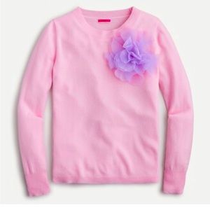 NWT JCrew Cashmere Sweater with Embellished Flower